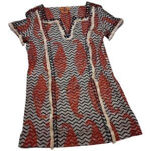 Tory Burch authentic Koi fish Swim v-neck tunic dress Top coverup beach Summer